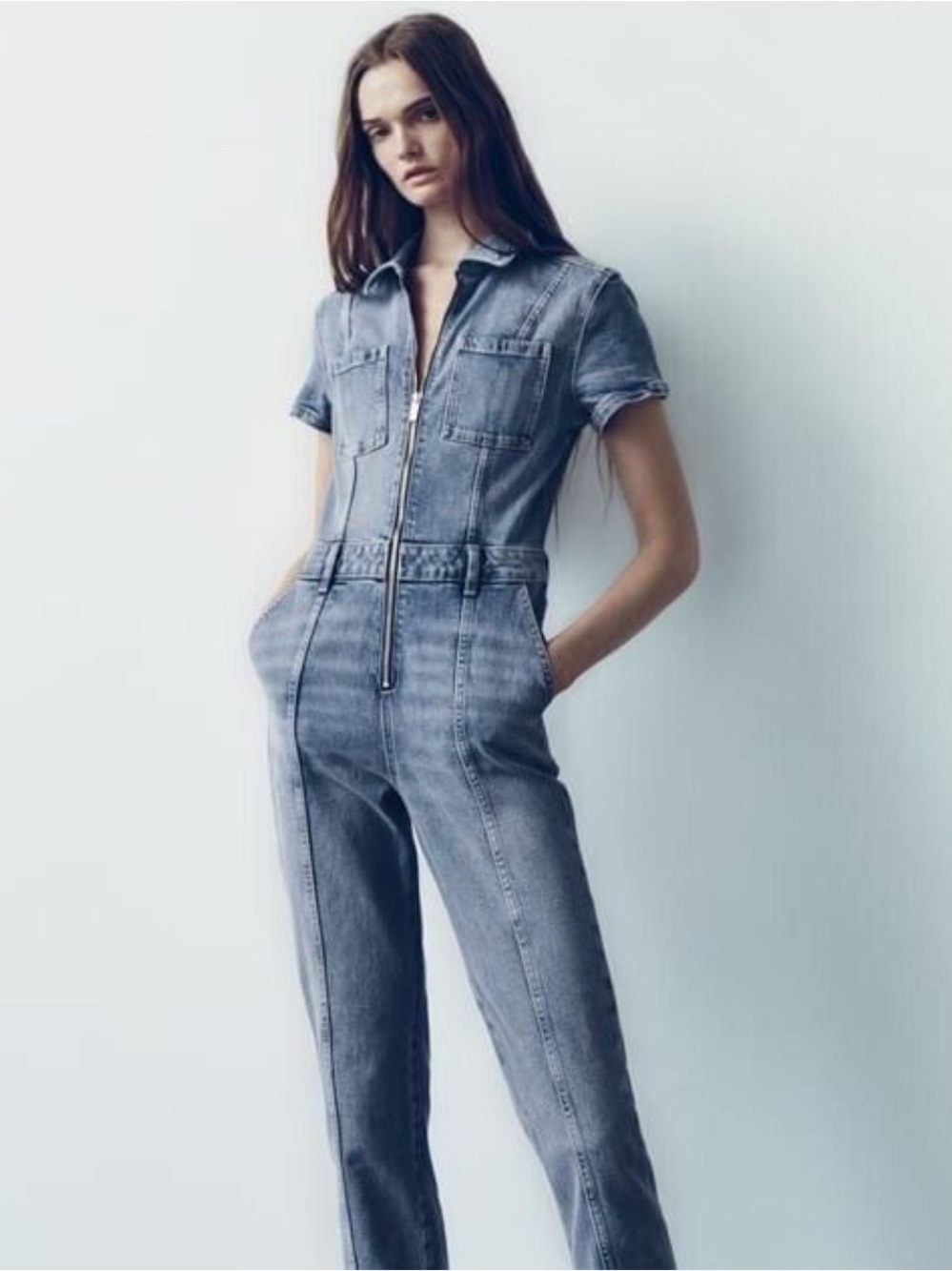 ZARA LONG ZW DENIM JUMPSUIT
